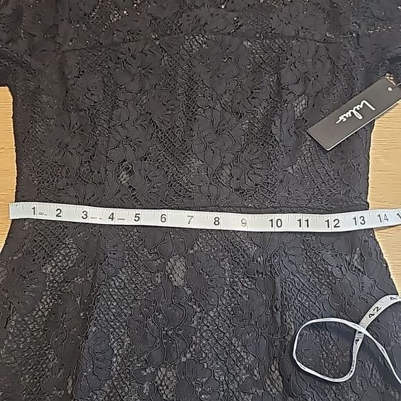Lulu's -1210 NWT Dance With Me Black Lace Bodycon Midi Dress 3/4 Sleeves S‎ - Picture 13 of 14